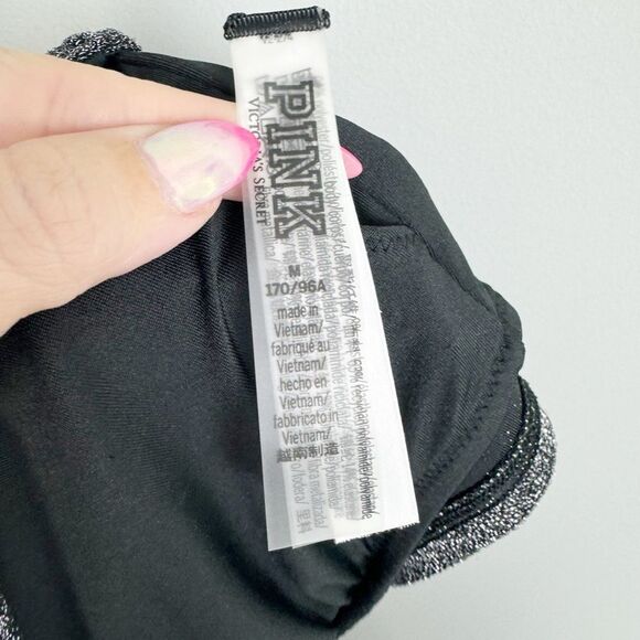VICTORIA’S SECRET PINK | NEW Black Shimmer Two Piece Swimsuit Women’s Size M - Picture 10 of 16